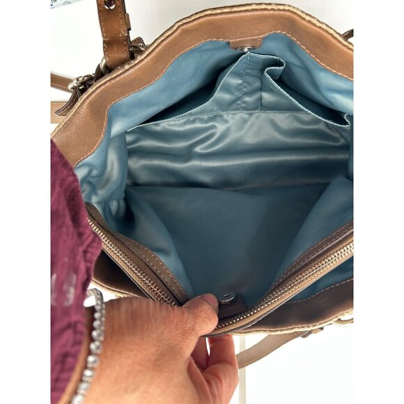 COACH Poppy Signature Glam Tote Women’s Bag Khaki Brown 19966 Retro Designer - Picture 10 of 14